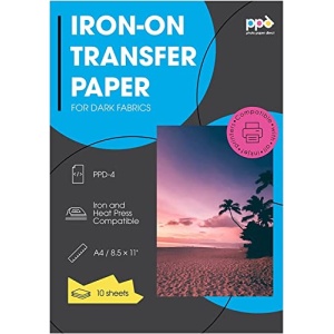 PPD Inkjet PREMIUM Iron-On Dark T Shirt Transfers Paper LTR 8.5x11" pack of 10 Sheets (PPD004-10)