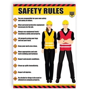 Safety Awareness Poster,"Safety First", 18" X 24" Laminated Front and Back Long-Lasting Workplace Safety First Poster